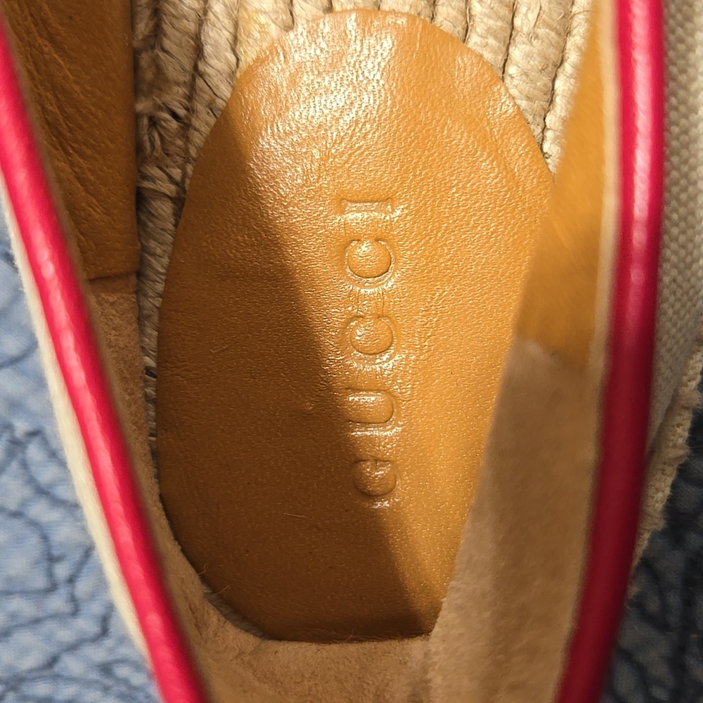 Gucci Red and Cream GG Leather and Canvas Espadrilles Size 6.5 - Picture 3 of 8